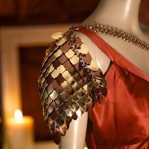 Gold and Copper chainmail scalemail  Shoulder Armor pauldron